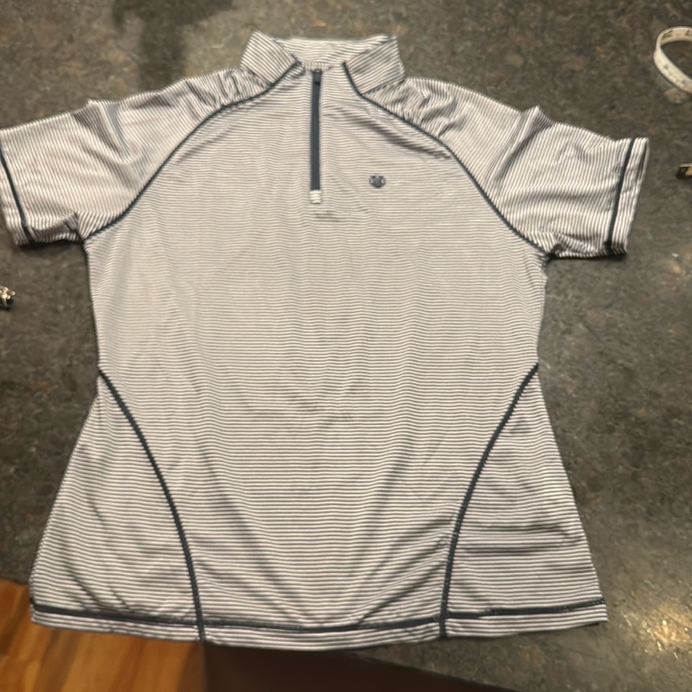 G/Fore women’s golf shirt, size Small, Blue/white fine stripe